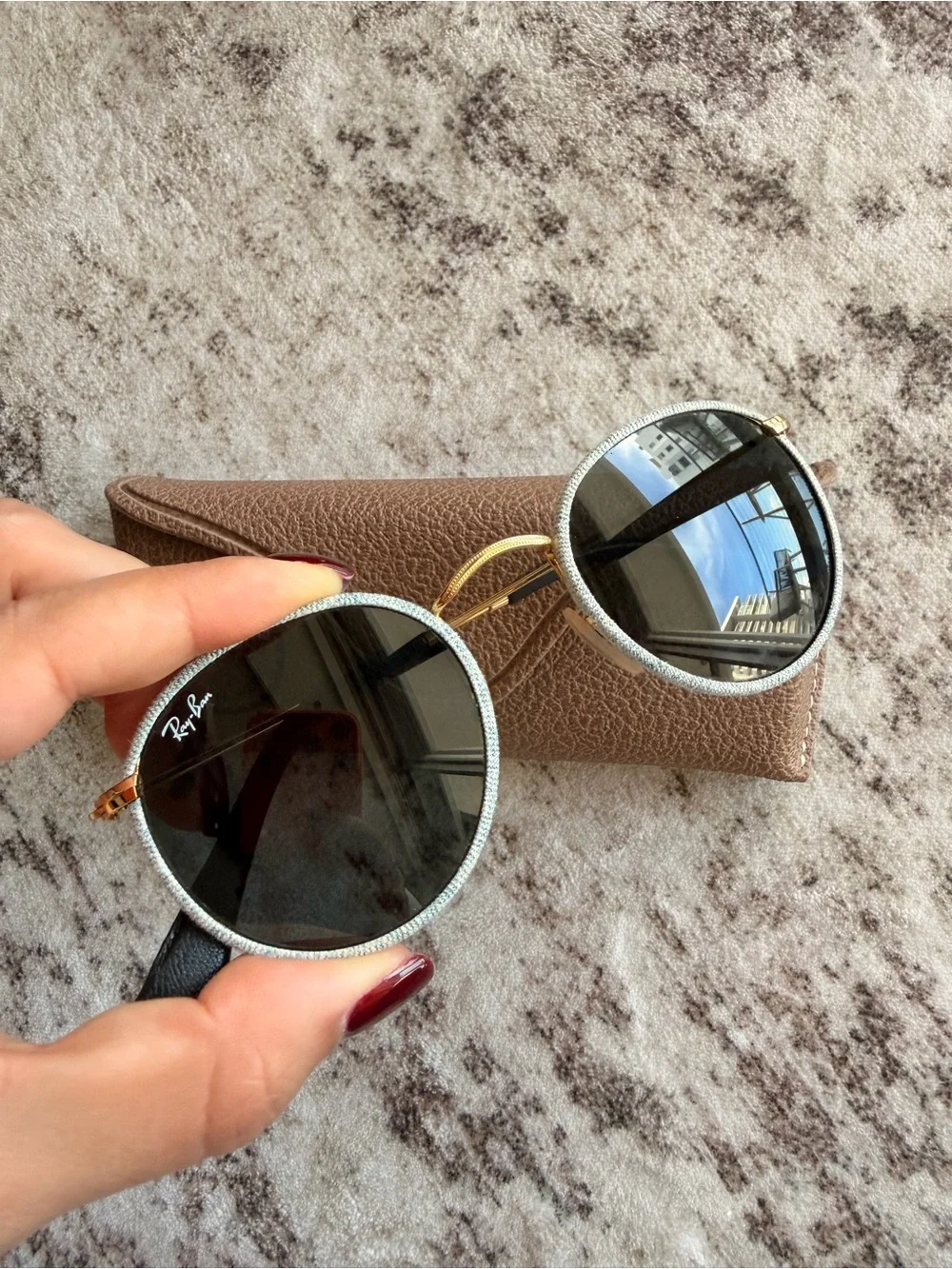 Ray-Ban Woman’s Round Sunglasses — Black Lenses with Gold Frame